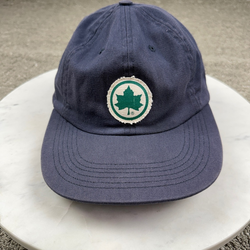 Only NY USA Made Navy Strapback Hat Green Maple Leaf Logo Adjustable Cap